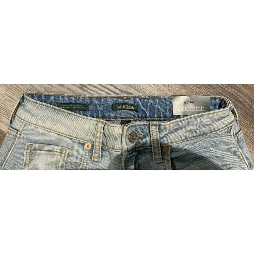 Wild Fable Womens Super High Rise Baggy‎ Jean Destructed Size 0 (25)
